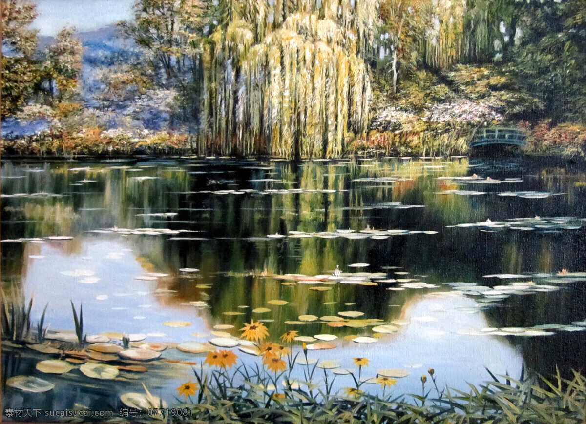 风景 绘画书法 文化艺术 油画 装饰图 小溪 景色 非 高清 设计素材 模板下载 小溪景色 乡村风情 家居装饰素材