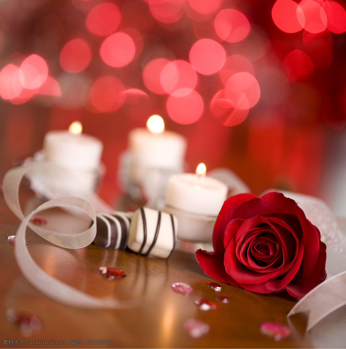 梦幻 玫瑰花 背景 蜡烛 烛光 情人节 红色花朵 唯美花朵
