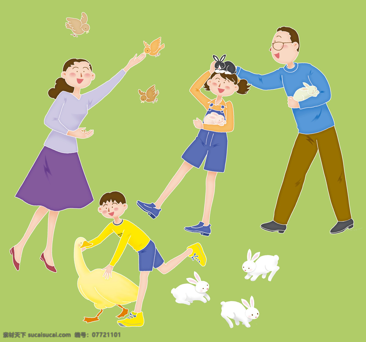 家庭生活 插画 设计素材 生活插图 书画美术 绿色