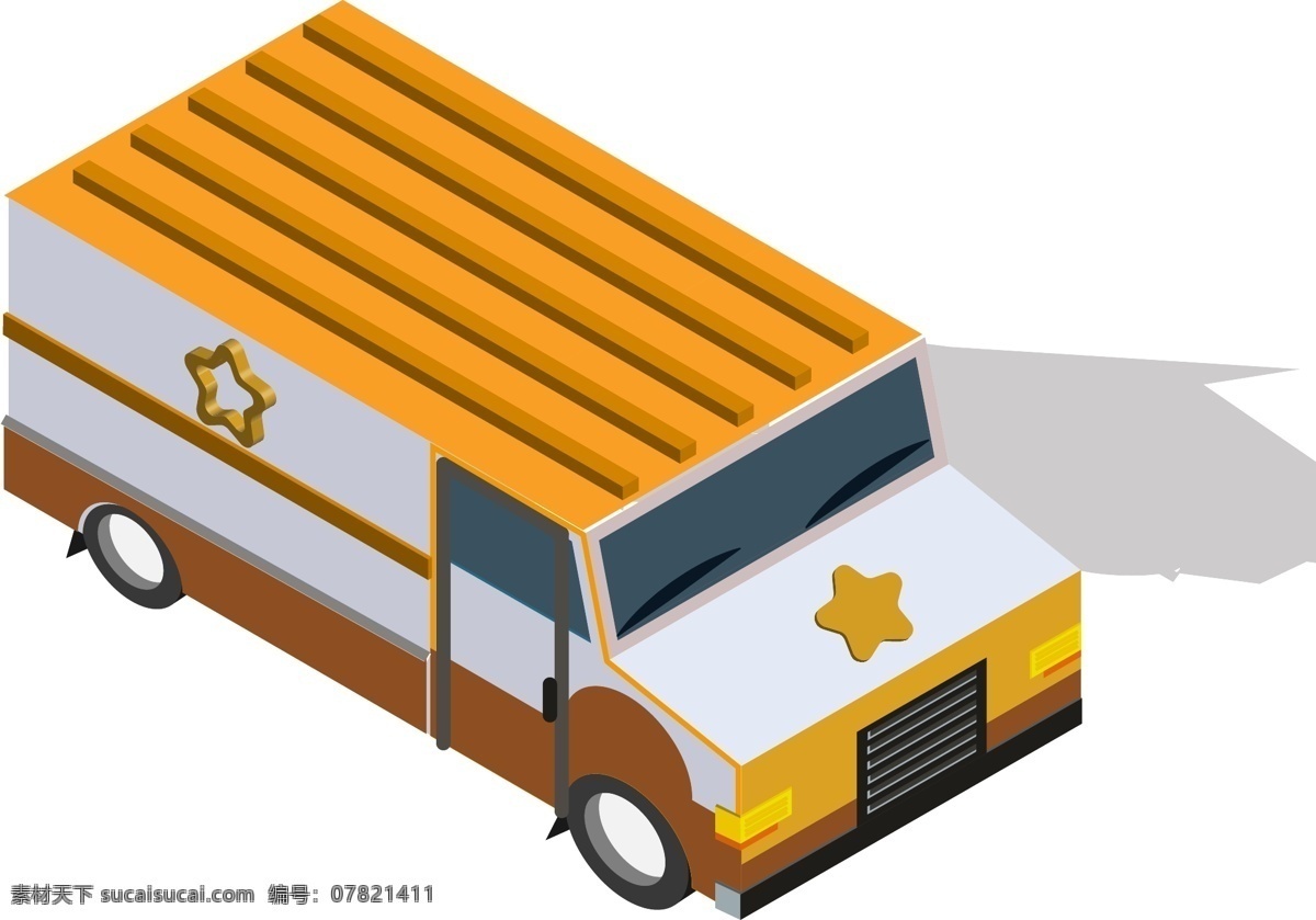 d 黄色 汽车 商用 2.5d ai素材