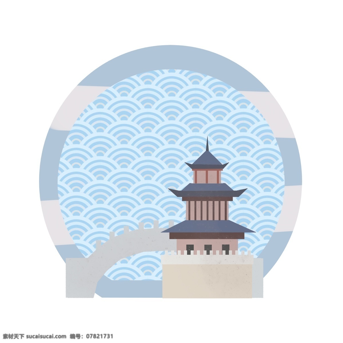 手绘 城市 地标 贵州 插画 美丽的贵州 多彩的贵州 卡通插画 手绘地标插画 创意建筑插画 白色的浪花