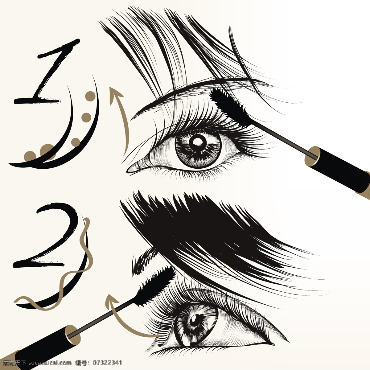 手绘设计 手 手绘 眼 素描 眼睛 化妆 上 画 粗略 睫毛 收集 制作 设置