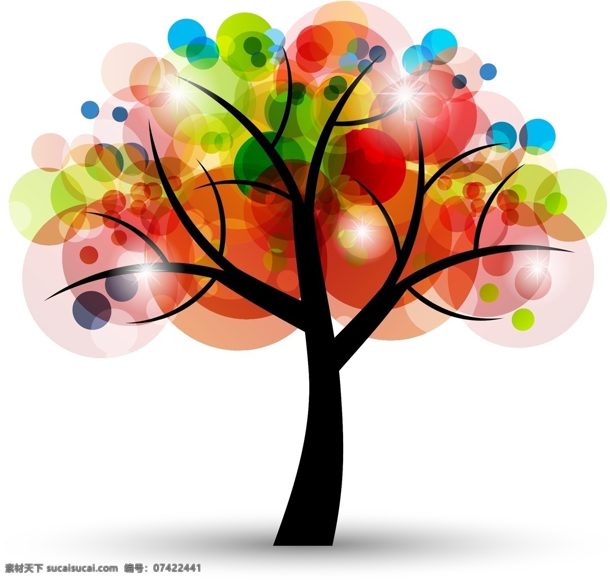 多彩 创意 树 矢量 五彩 梦幻创意树 矢量素材 彩色 树叶 点光 多彩树 多彩创意树 其他设计 其他矢量