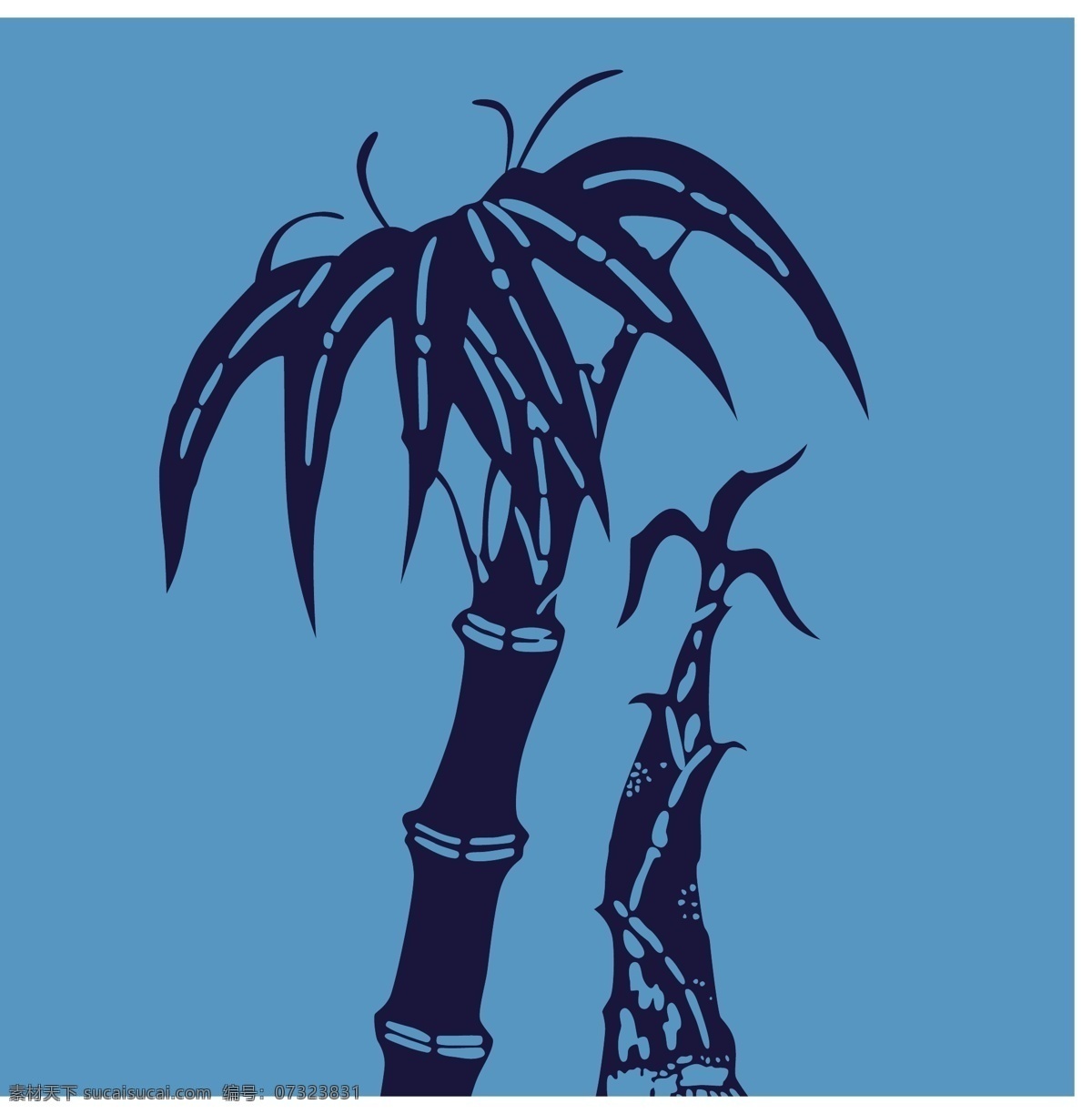 蓝色 竹子 冬笋 装饰 图 设计素材 矢量素材 装饰素材 设计元素 笋 装饰图案