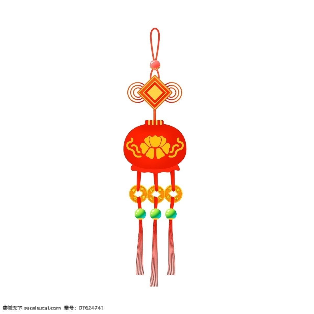 手绘 中国 风 喜庆 花纹 荷包 铜币 中国结 元素 中国风 富贵 吉祥 香包 尾穗 挂饰