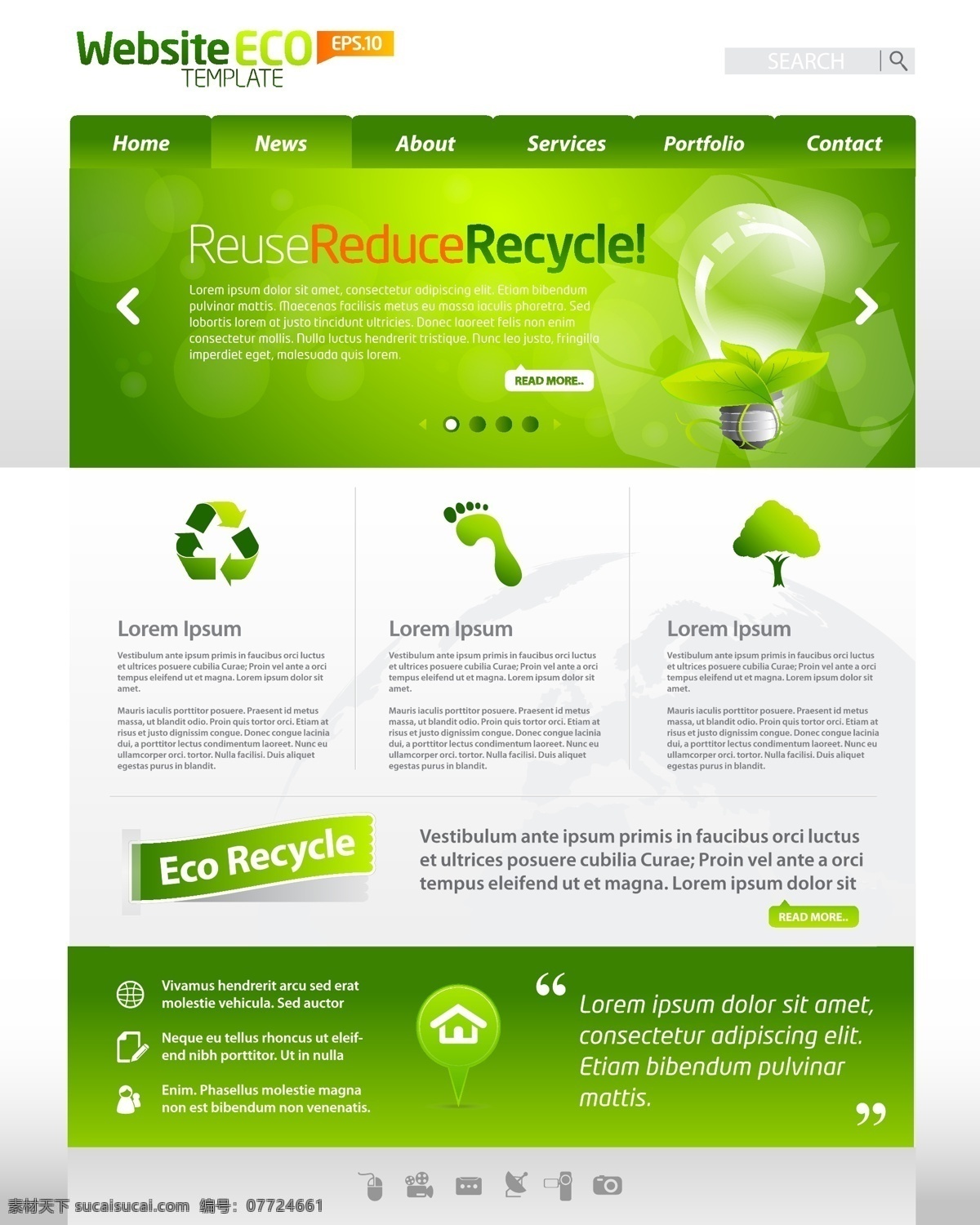 绿色生态 网站 模板 矢量图 绿色 生态 网站模板 向量网设计 网页素材 其他网页素材