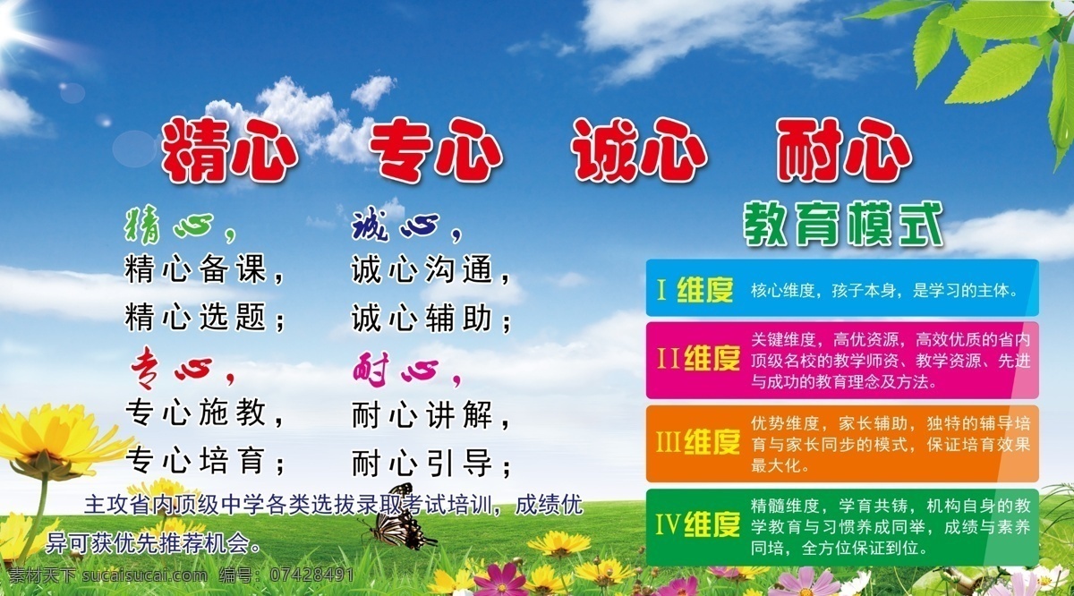蓝天 白云 辅导班展板 绿色