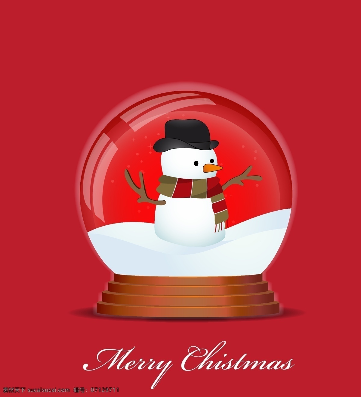 圣诞 水晶球 矢量 红色 白雪 雪人 围巾 矢量素材 设计素材