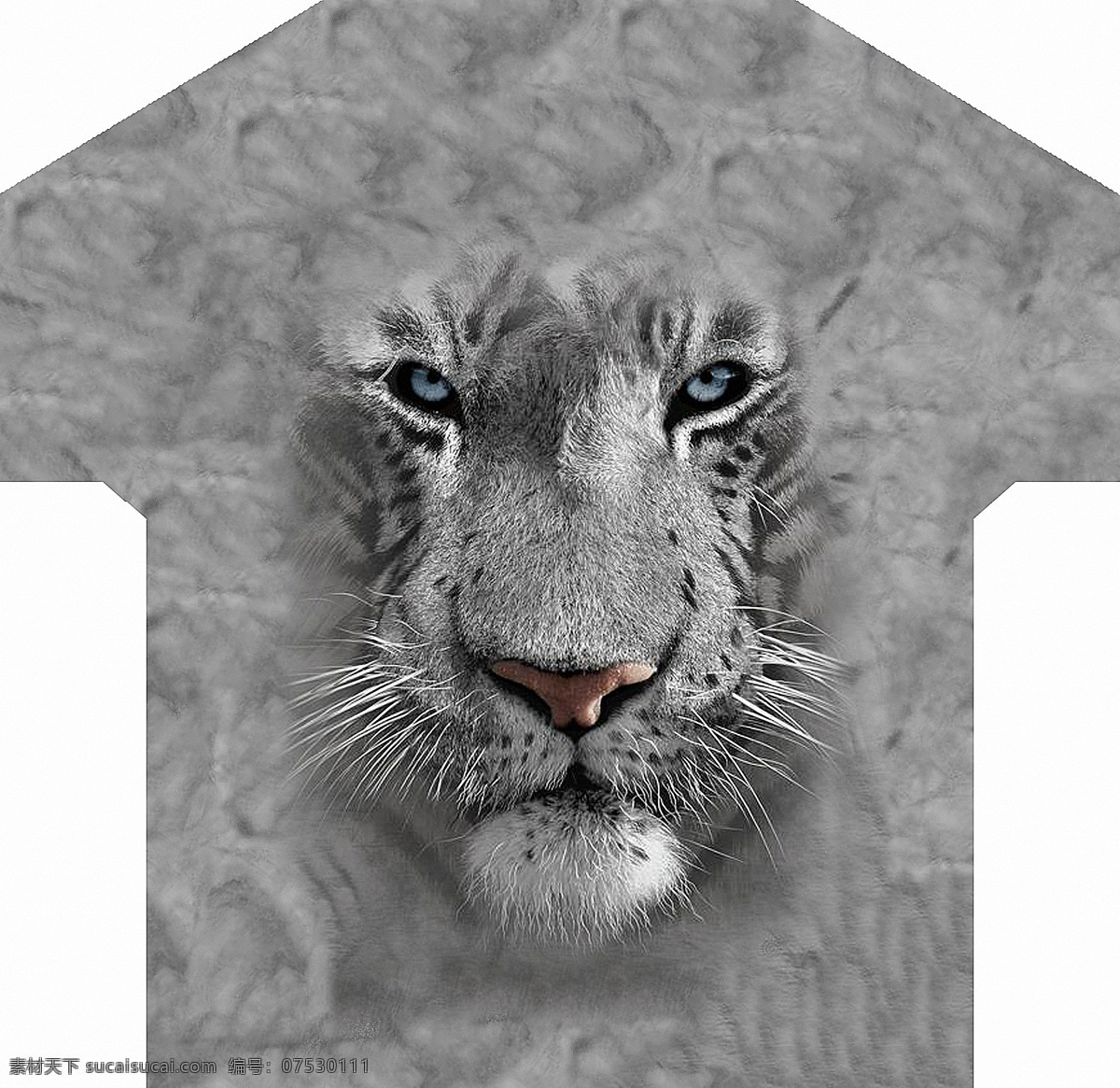 老虎3d印花 老虎 动物 灰色 服装 印花图案