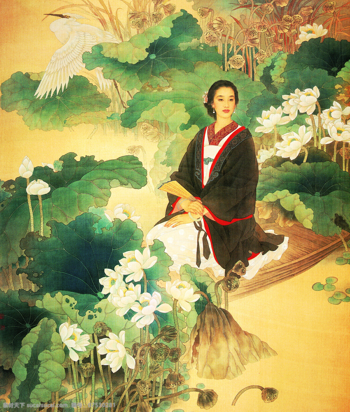 国画 女性人物 荷花 水墨画 名画 水墨花鸟画 水墨人物 仙鹤 风景写意画 中国画 绘画艺术 装饰画 挂画 书画文字 文化艺术