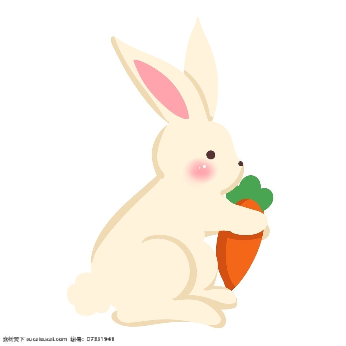 吃 萝卜 小 兔子 插画 黄色的萝卜 粉色的小兔子 可爱的小兔子 萌萌的小兔子 小兔子插画 美味的胡萝卜