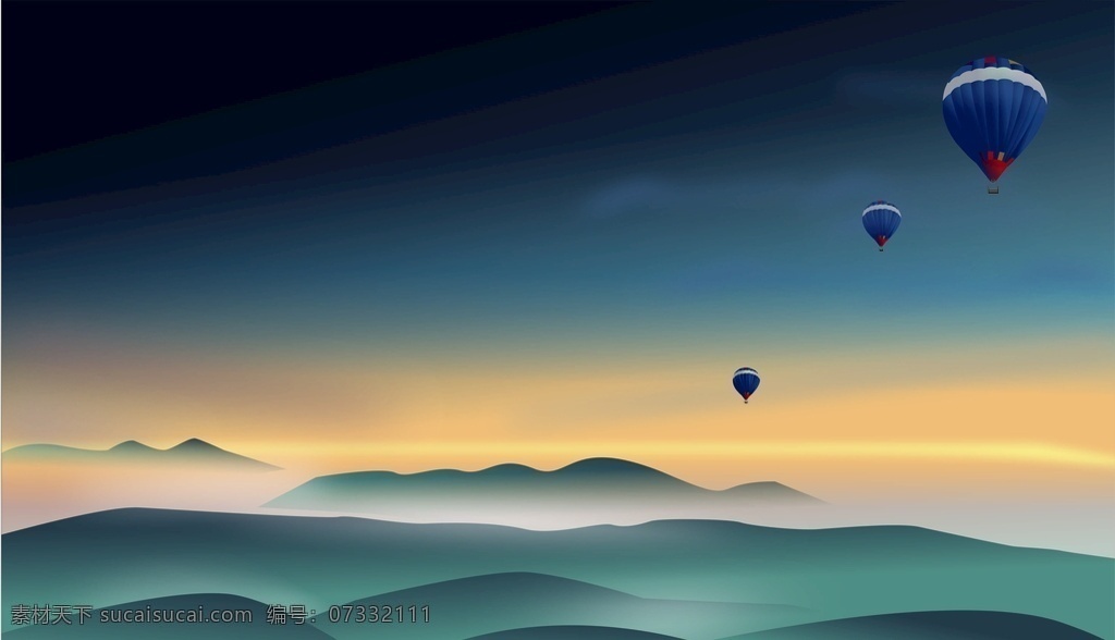 曙光 热气球 风景图 云海 自然 群山 自然景观 自然风光