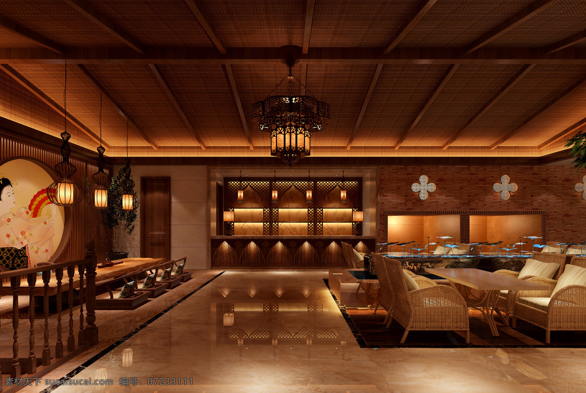 休闲餐厅 顶楼3 洗浴 温泉 休闲 现代 新中式 泰式 会所 室内设计 环境设计