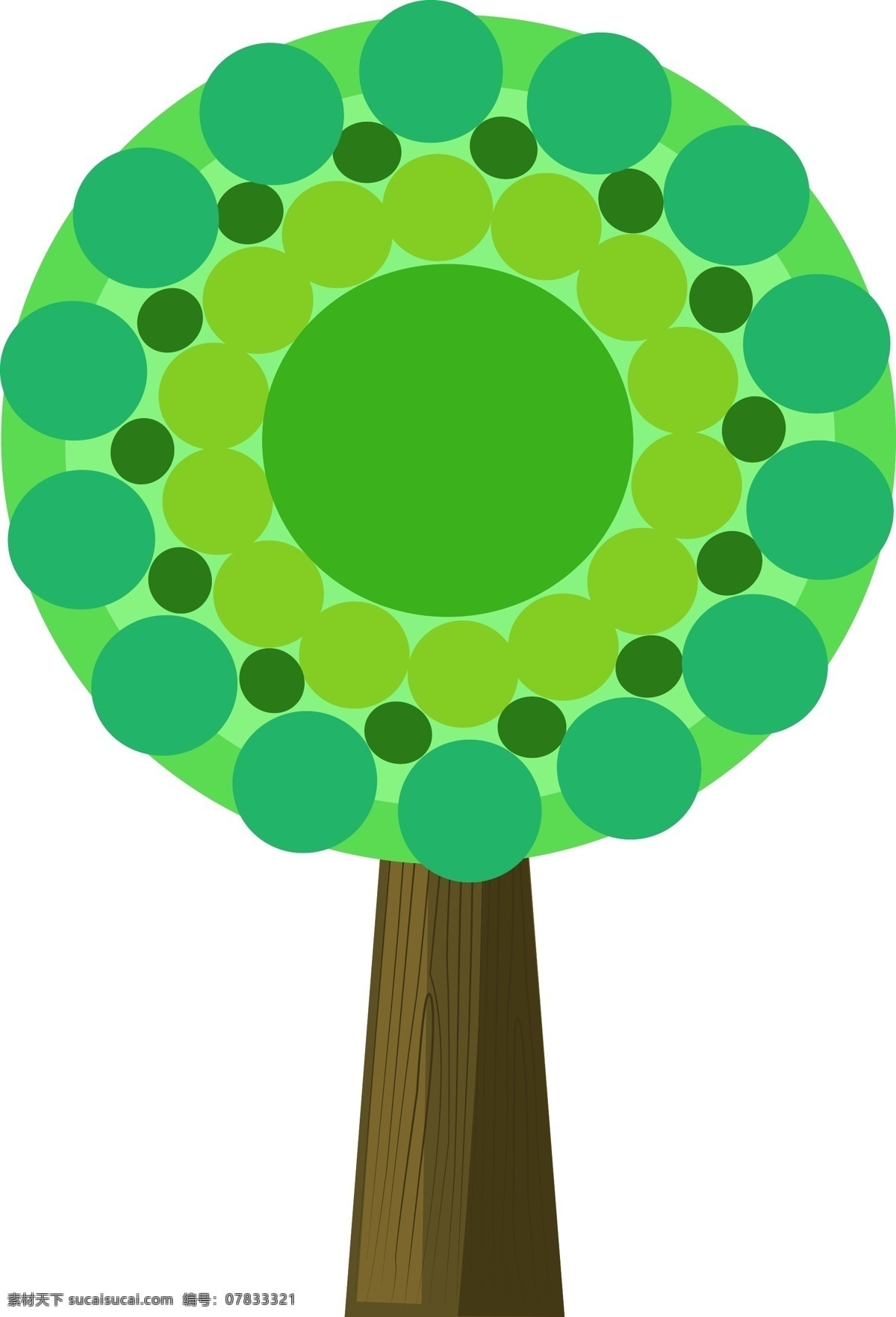 创意 绿色 大树 插画 树木 创意植物 卡通植物插画 绿色植物 绿色的树叶 茂盛的树叶 圆形树叶