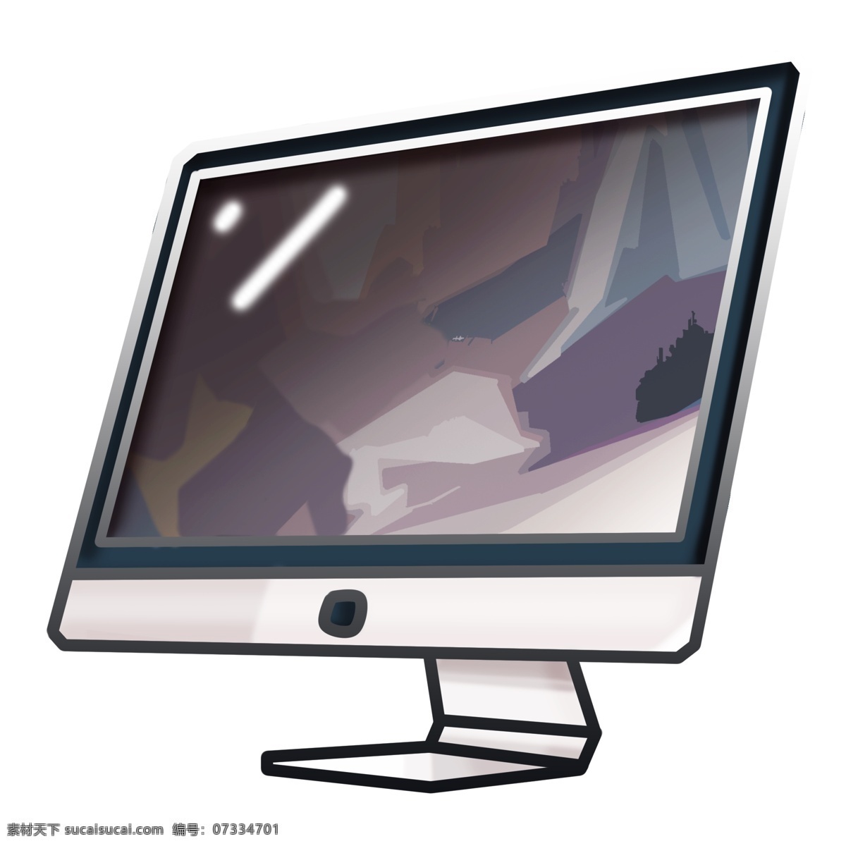 手绘 卡通 电脑 显示屏 插画 手绘显示屏 卡通显示屏 家电 灰色显示屏 家用电脑 家用电器