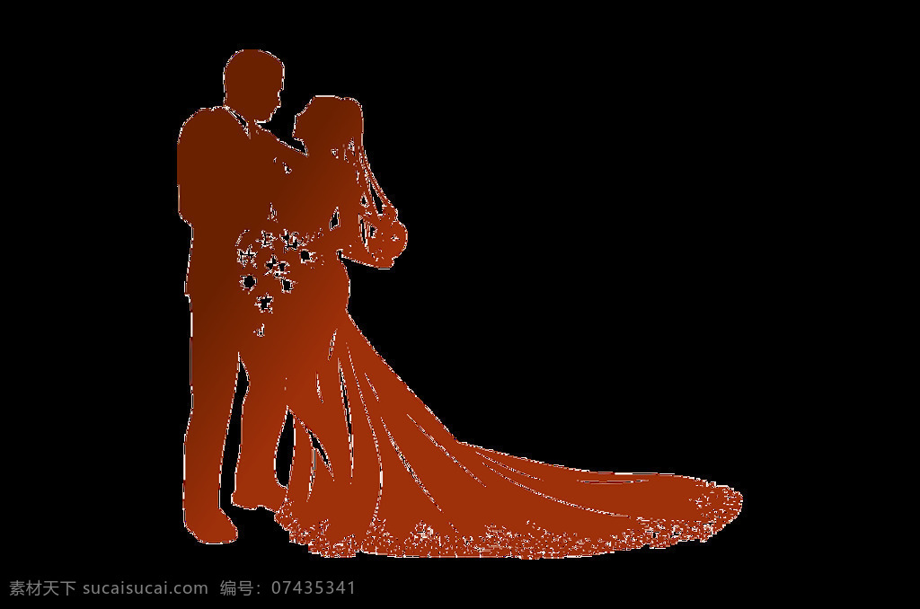 手绘 情侣 结婚 元素 红色 免扣