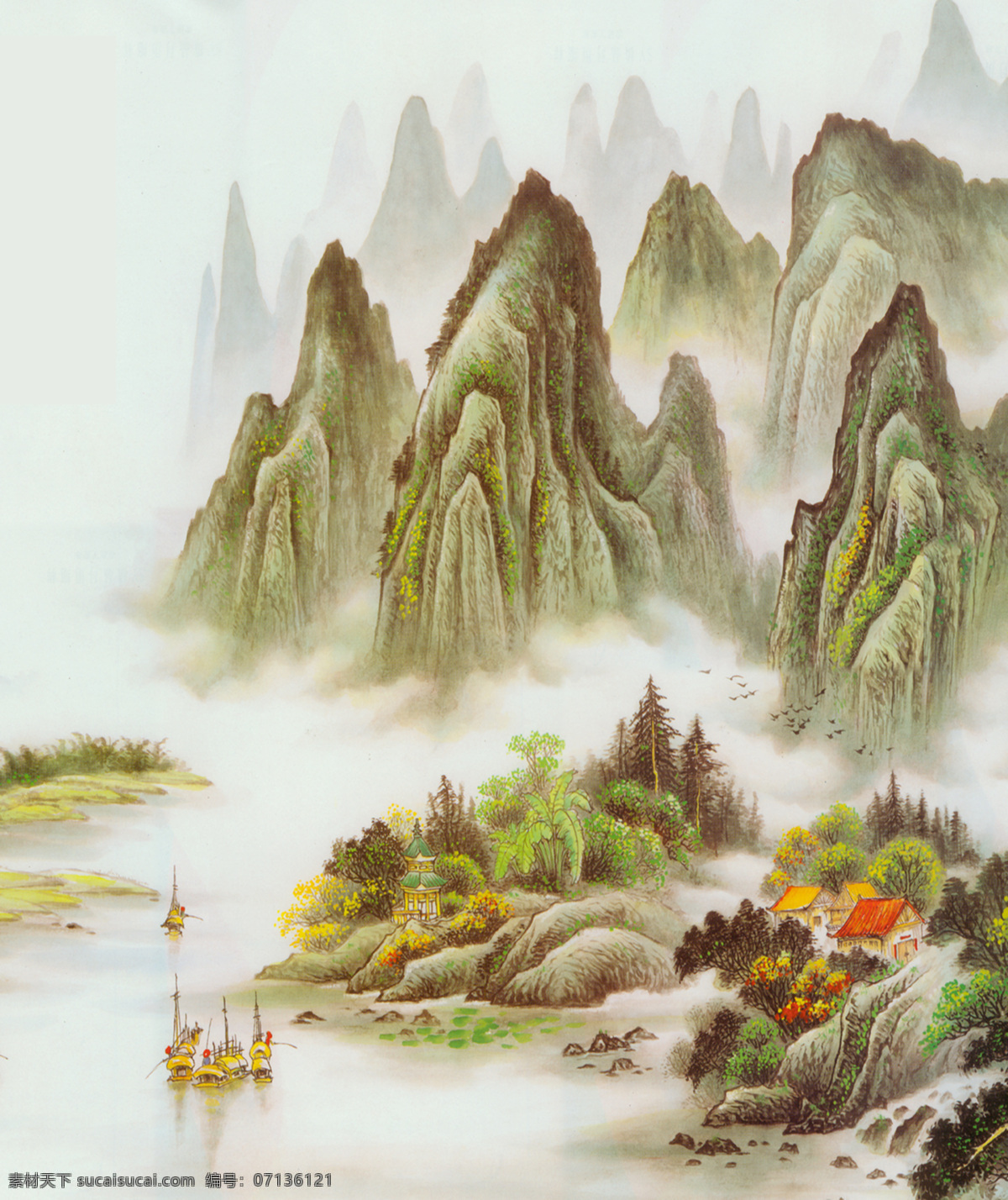 艺术 山水 好景 移门 画 移门画 3d渲染 效果图