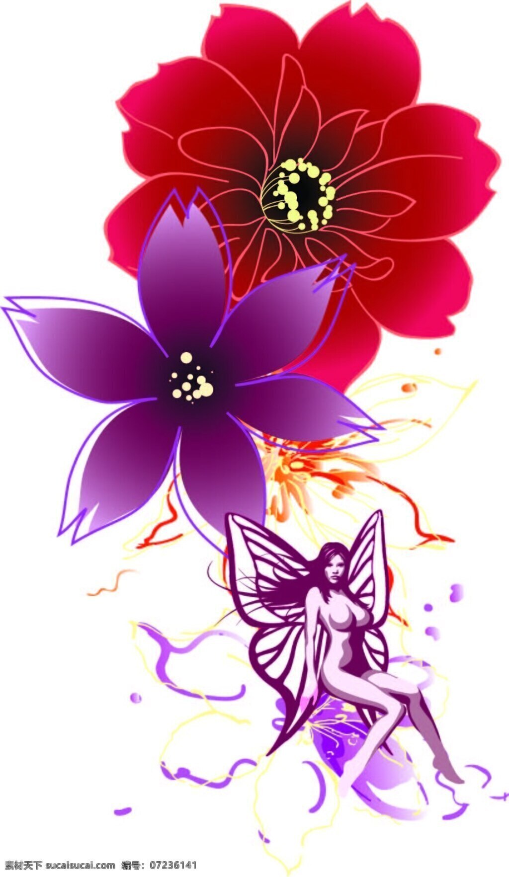 花 logo 紫色 红色 女孩
