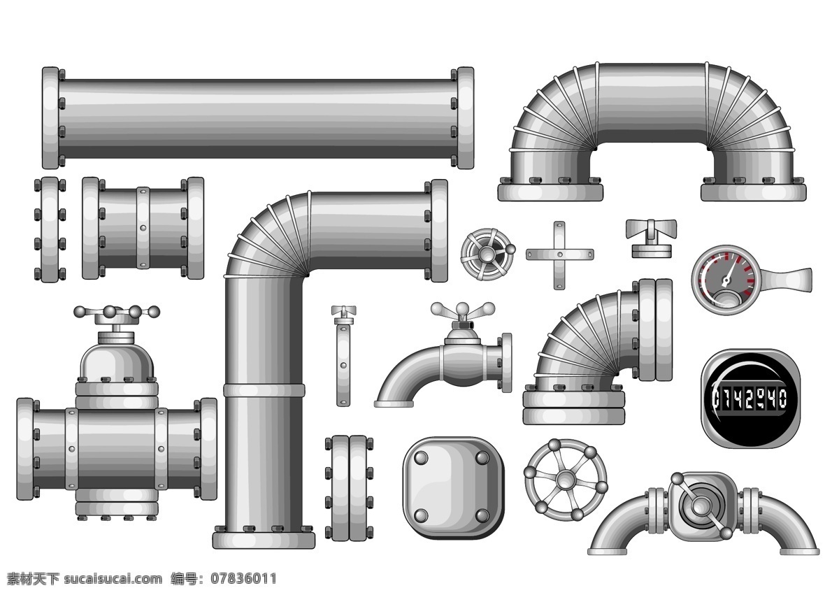 工业管道 道 管道矢量素材 管道模板下载 水管 三通管 四通管 弯管 管道 工业 机械 石油 矢量 组合 共享素材 现代科技 工业生产