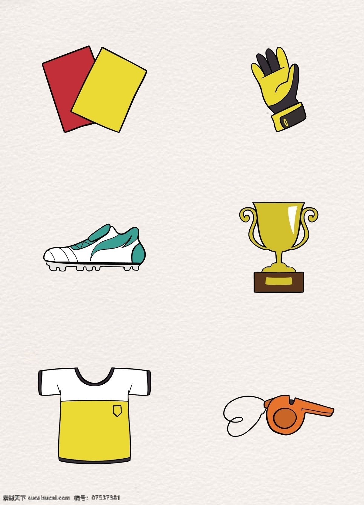 彩色 手绘 足球比赛 图标 足球 矢量 扁平化 足球图标 足球比赛图标 红牌黄牌 哨子