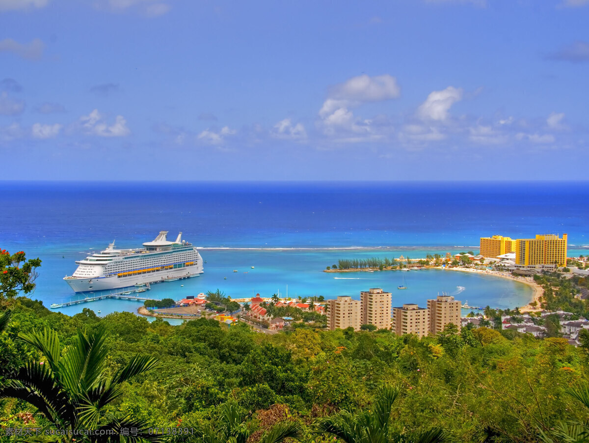 牙买加 海岸 风光 洋面 内海湾 码头 邮轮 大楼 各种建筑 树林 蓝天白云 景观 旅游风光摄影 畅游世界 北美 南美 拉美篇 旅游摄影 国外旅游