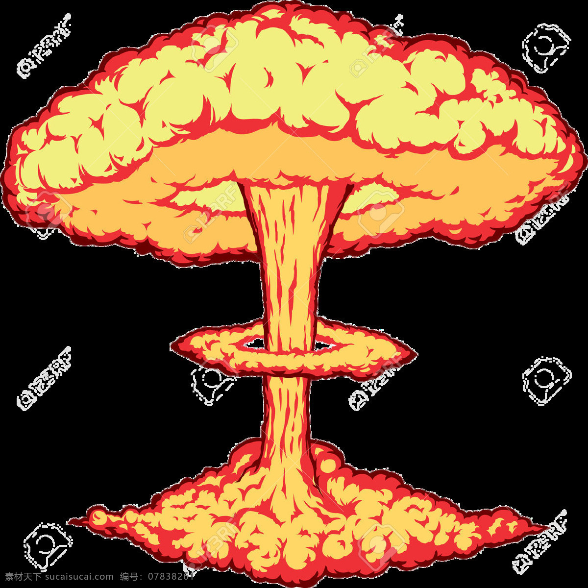 png元素 核爆炸 免抠元素 蘑菇云 透明素材 战争 卡通 黄色 核爆 元素