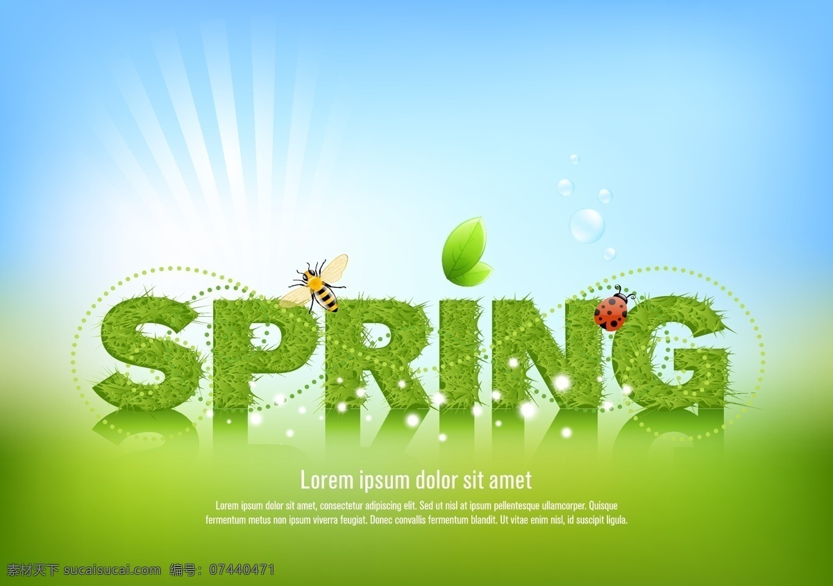 2013春季 蜜蜂 草绿色 叶 弹簧 2013 eps向量 春天矢量 白色