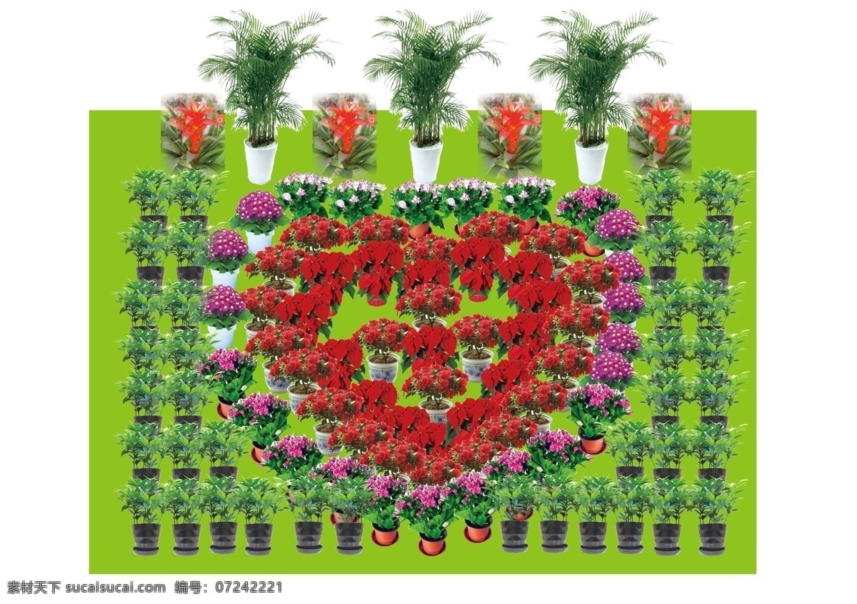 花摆放 花圃摆放 花 效果图 设 计 分层