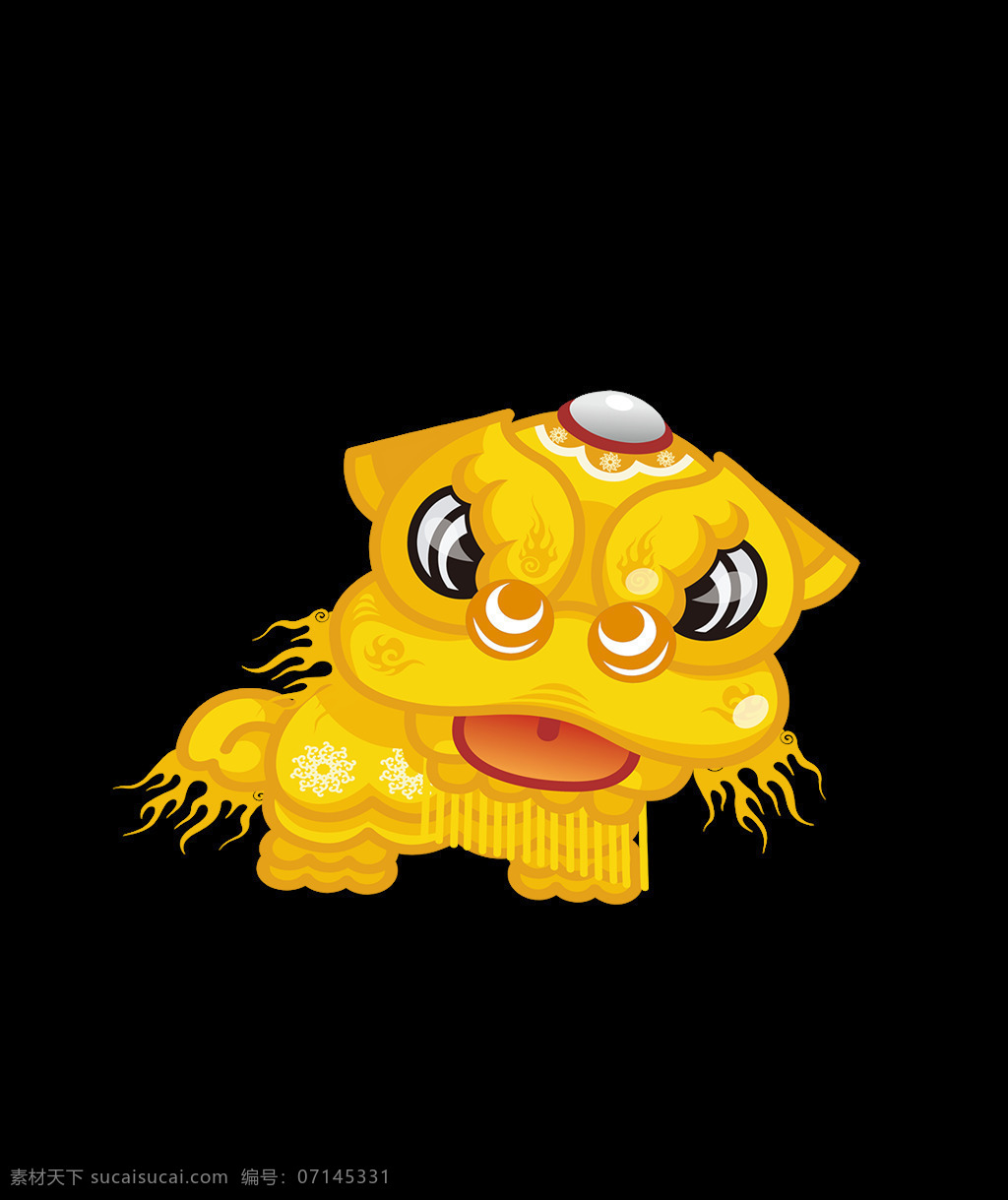 卡通 黄色 狮子 元素 png元素 动物 可爱 免抠元素 透明素材 舞狮