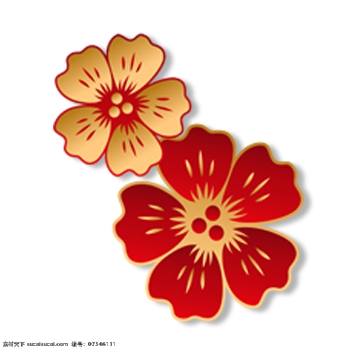 红色花朵装饰 红色 金色 花朵装饰 电商背景 背景装饰
