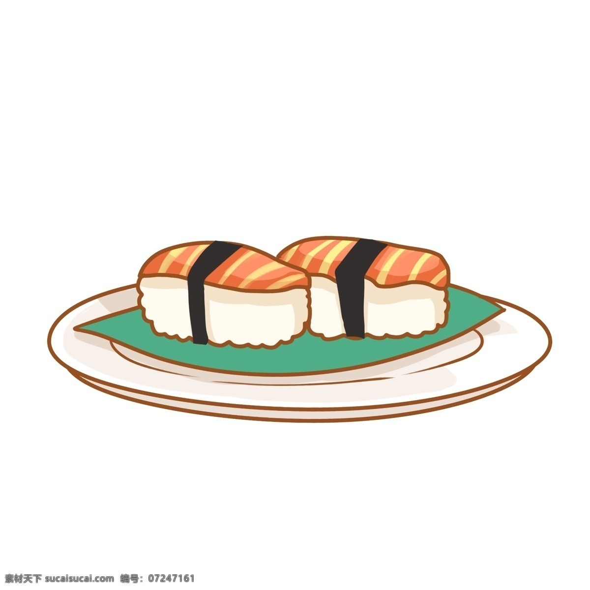 可爱 漫画 日式 日 料 美食 寿司 插画 清新 食物 日本料理 三文鱼 日本 日料 米饭 海苔 吃货