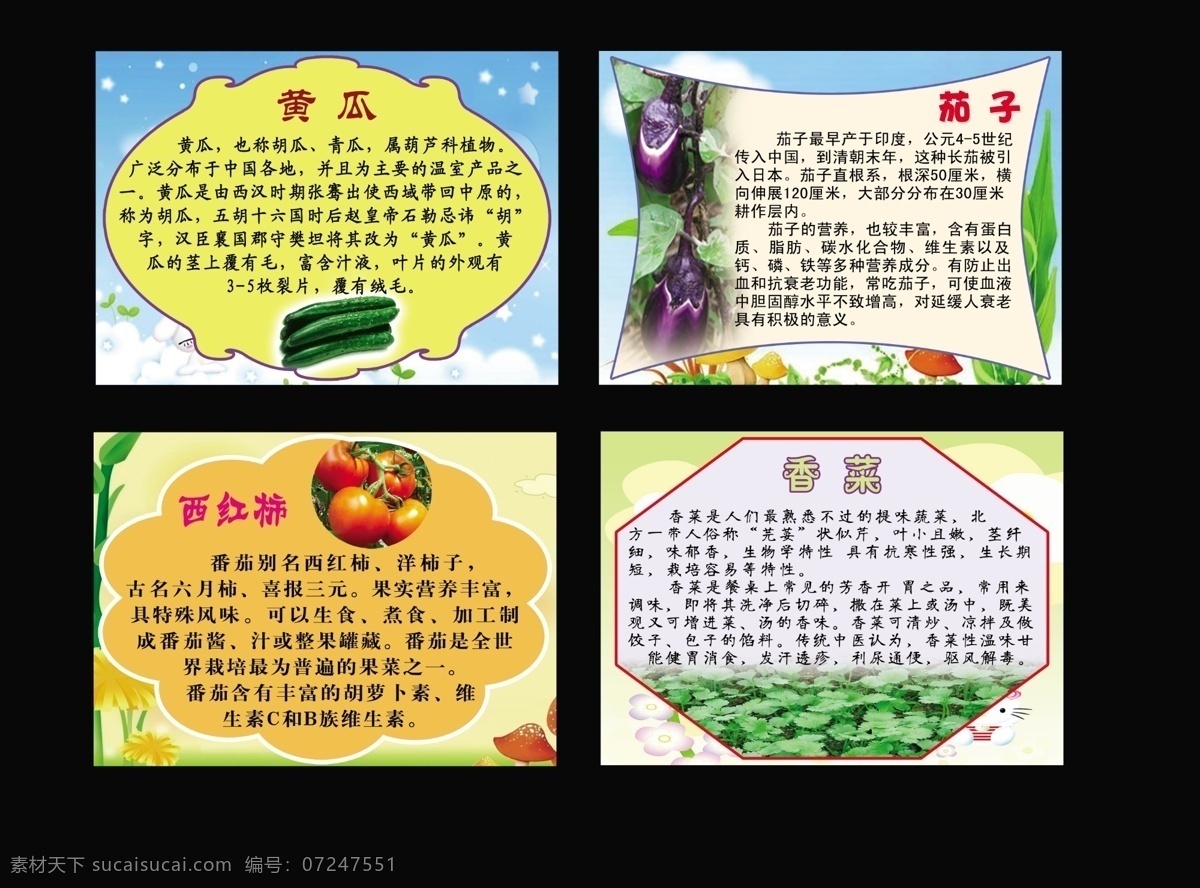 农作物简介 黄瓜 茄子 西红柿 香菜 劳动基地 劳动实践基地 展板模板 广告设计模板 源文件