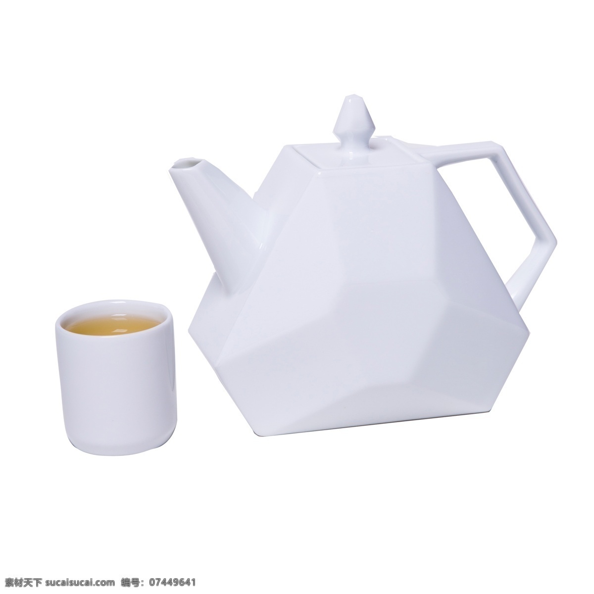 白色 创意 瓷器 茶具 元素 几何 立体 把手 茶壶 杯子 质感 光泽 圆润 容器 液体 喝水 纹理