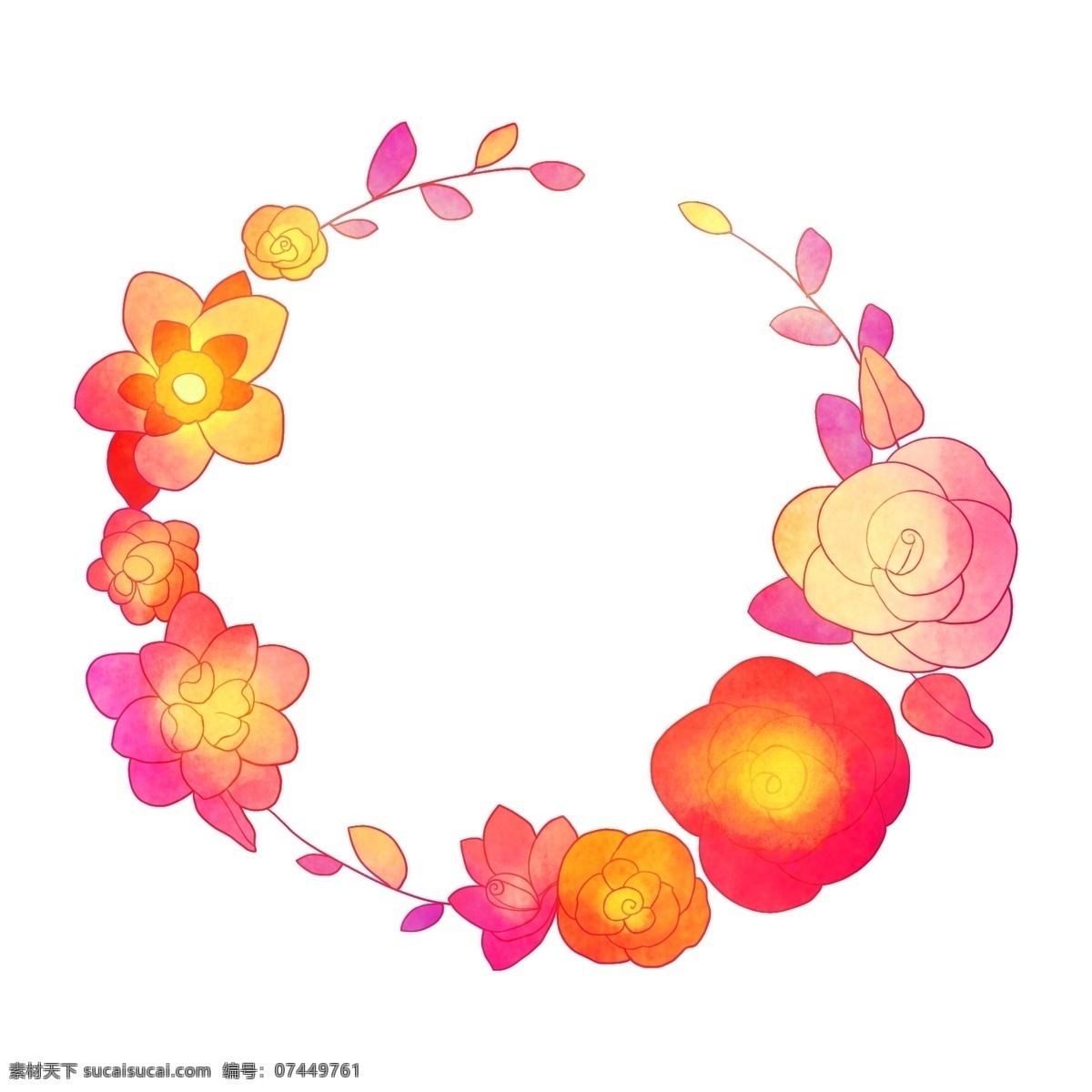 美丽 月季 花朵 边框 红色的月季花 卡通边框 花朵边框 花环边框 鲜花边框 花朵花环 圆形的边框