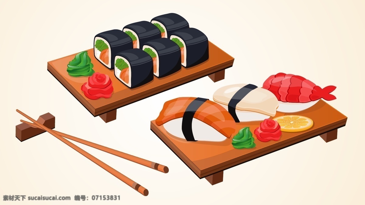 美味 日本 寿司 插画 三纹鱼 鱼子酱