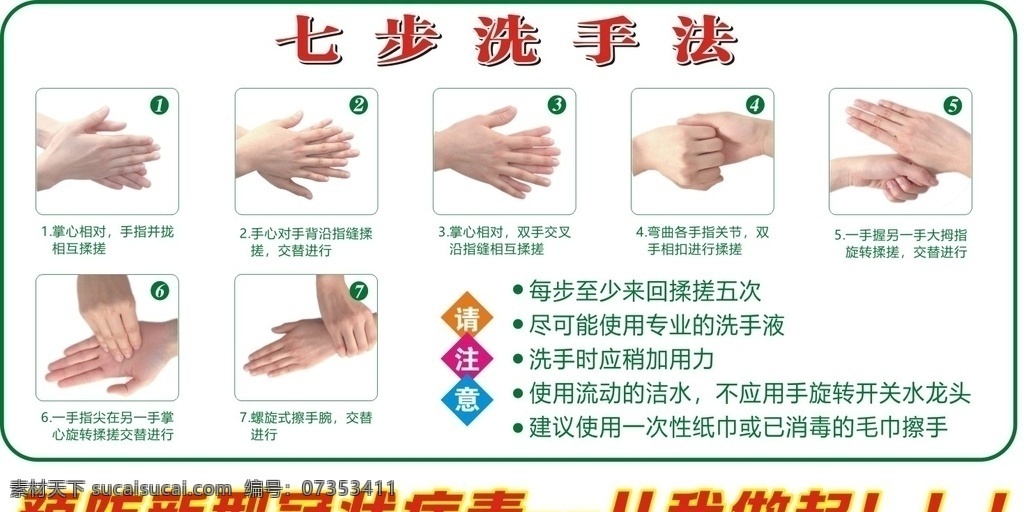 七 步 洗手 法 七步洗手法 七步洗手 预防新冠病毒 洗手预防病毒 预防病毒