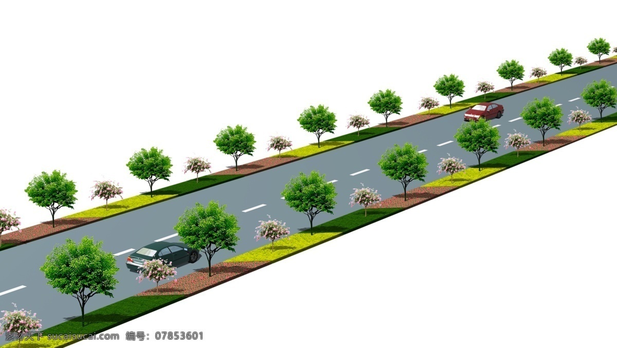 道路 道路绿化 灌木 环境设计 绿化 汽车 色块 树木 模板下载 高杆树 园林绿化 园林设计 源文件 装饰素材 园林景观设计