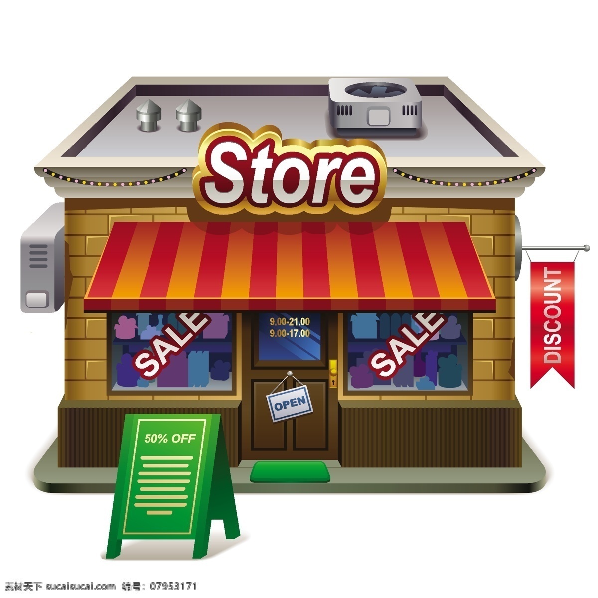 小 商店 型 矢量 超市 房子 建筑 模型 杂货店 小商店 矢量图 其他矢量图