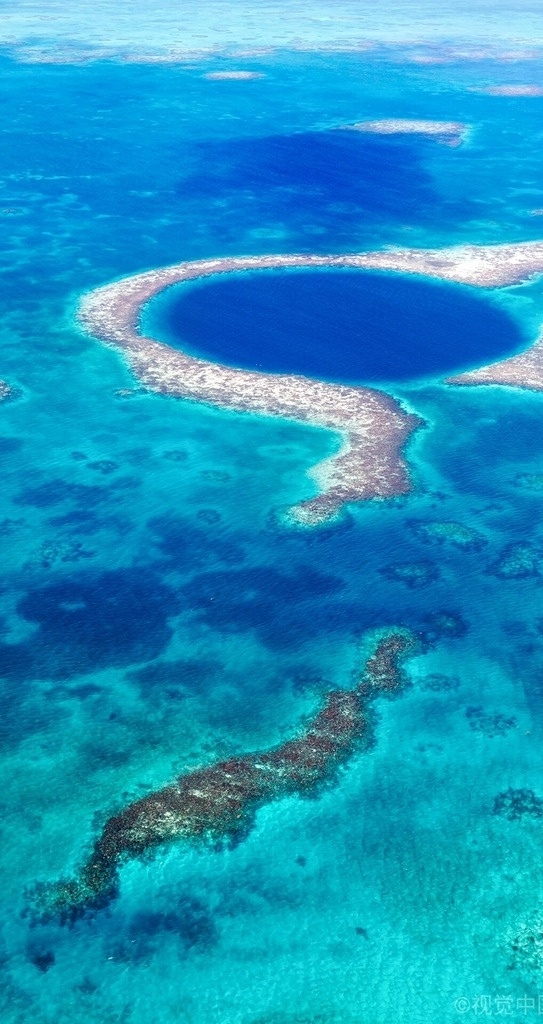 海洋 珊瑚岛 蓝色海水 陨石坑 岛 自然景观 自然风景