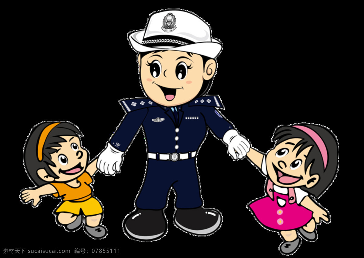 卡通 交通 人物 元素 斑马线 喝酒不开车 交通安全 警察 免抠素材 透明元素 小女孩 行人