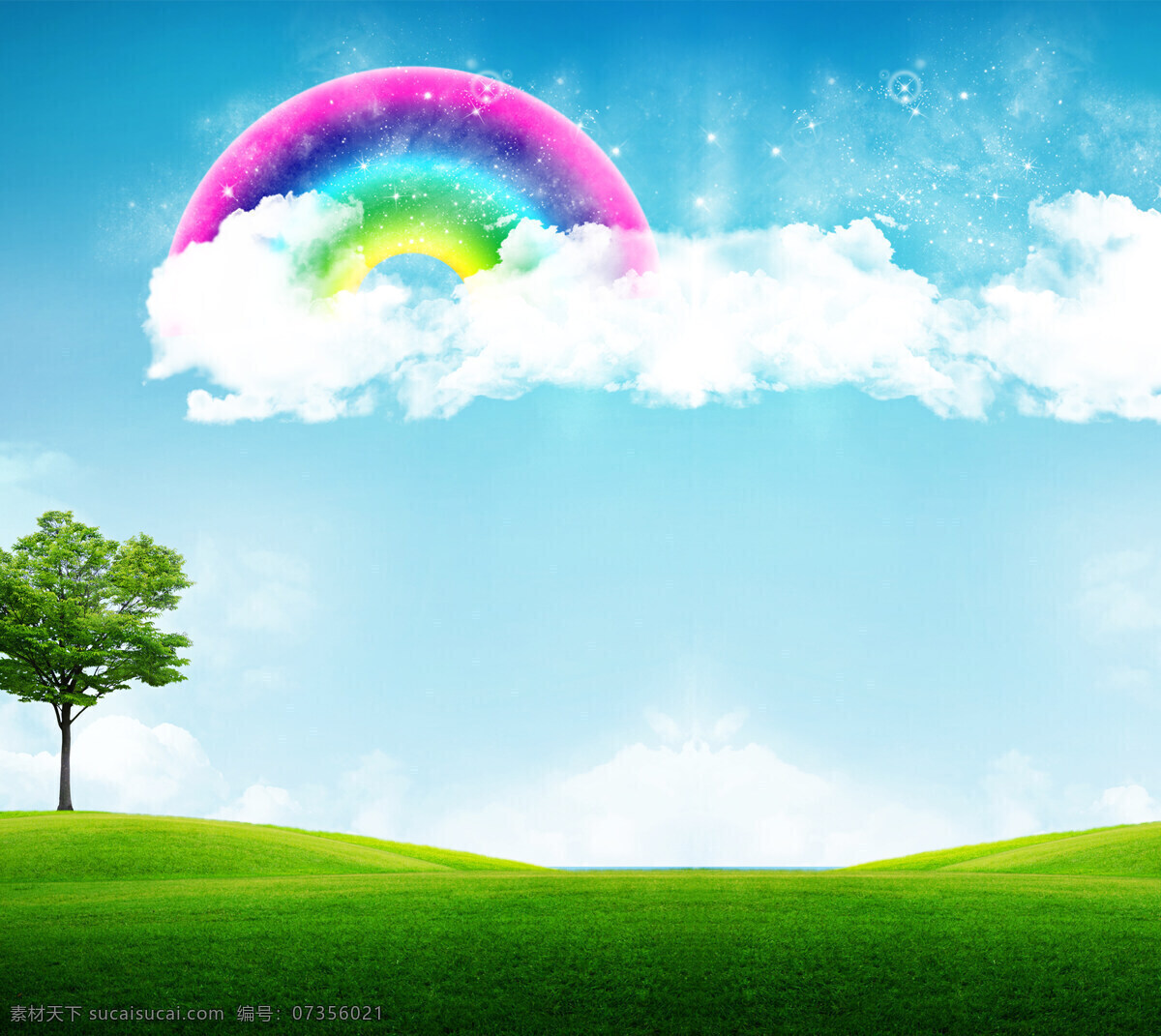 风雨 彩虹 风景 蓝天 绿地 树 云朵 风雨彩虹 生活 旅游餐饮
