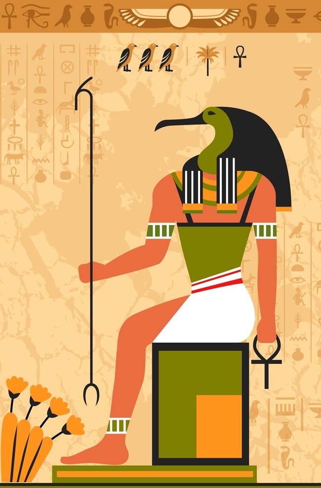 古埃及壁画 金字塔壁画 法老 法老王 埃及女王 太阳神