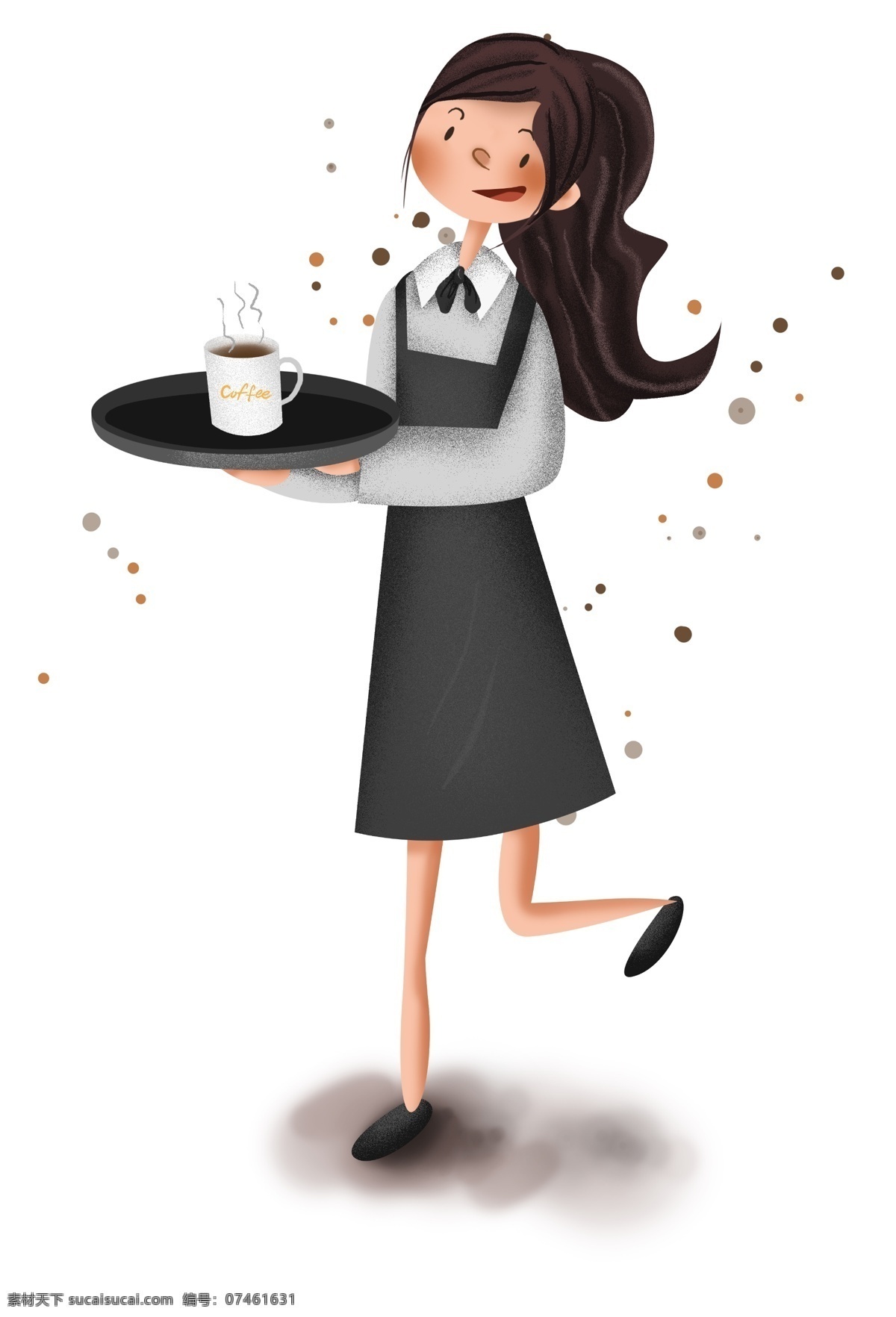 工作 系列 咖啡店 女 店员 服务员 热咖啡 卡布奇诺 女服务员 女性 饮料 饮品 冬天 咖啡 摩卡 冬季饮品