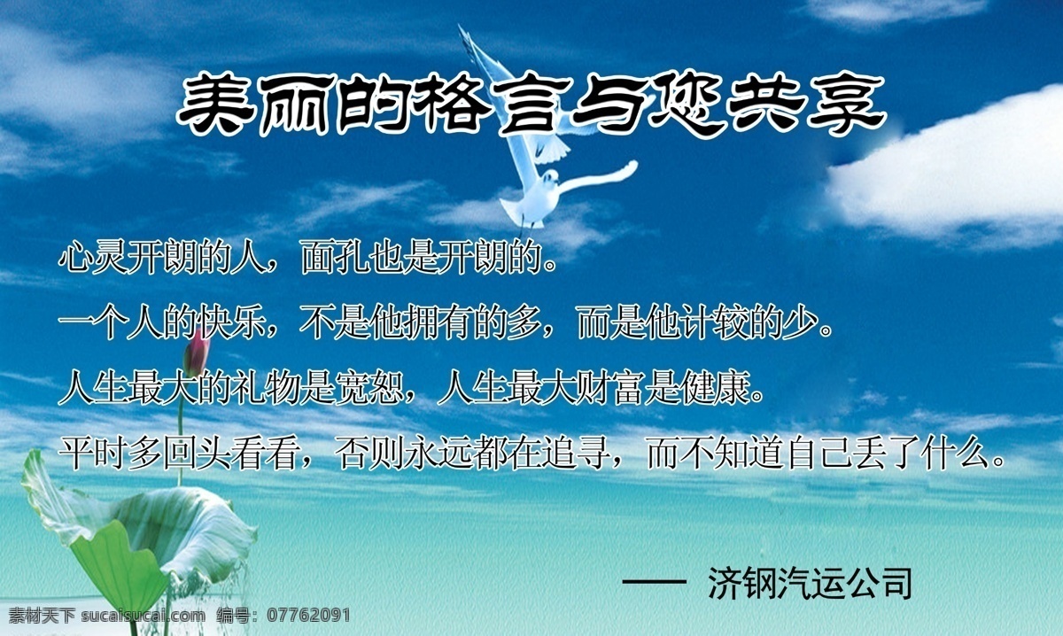 美丽 格言 鸽子 礼物 人生 美丽的格言 与您共享 心灵开朗 面孔 一个人的快乐 拥有的多 计较的少 宽恕 回头看看 psd源文件