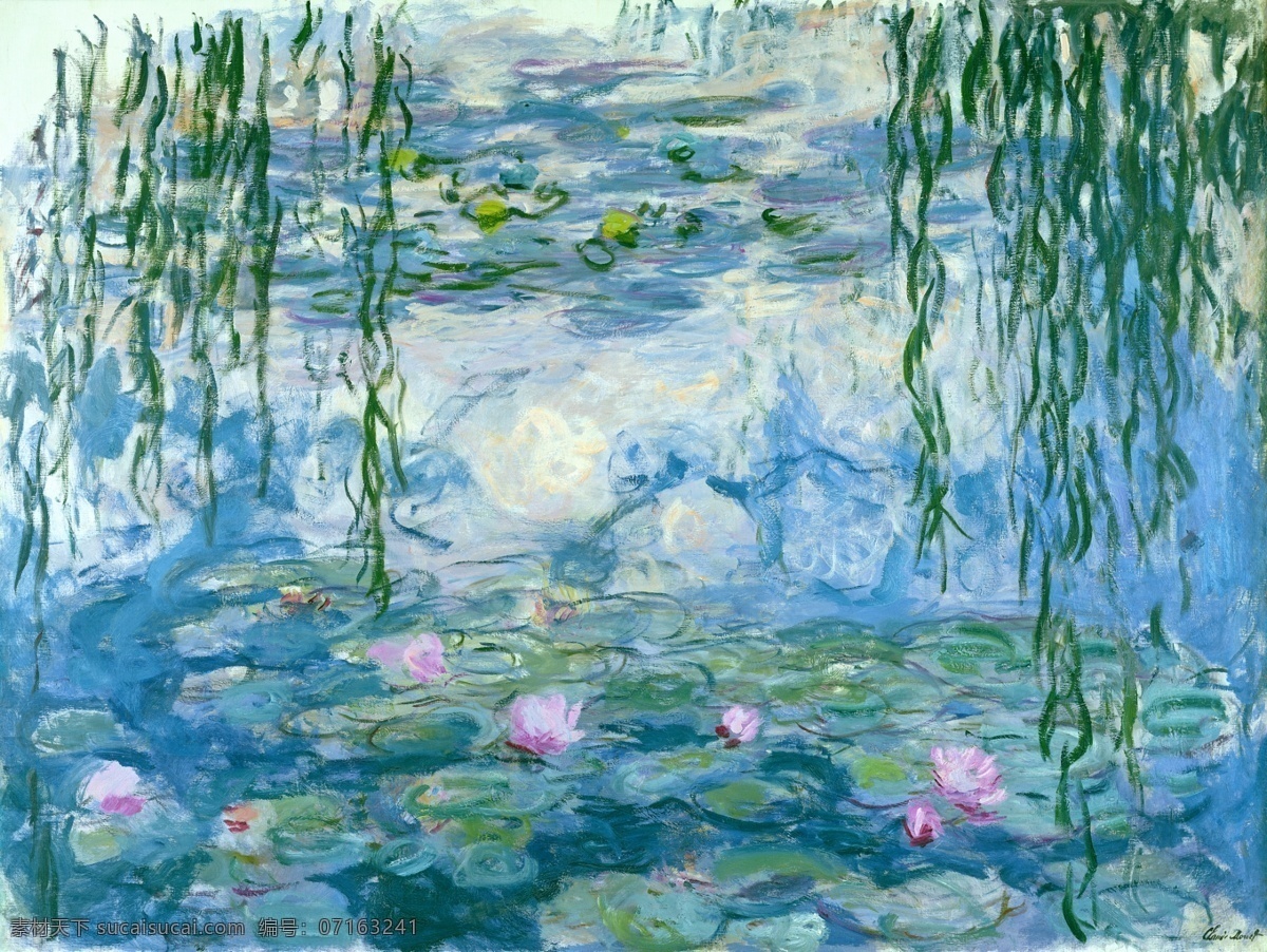 风景 建筑 田园 植物 水景 印象 画派 写实主义 油画 装饰画 lilies water 装饰素材