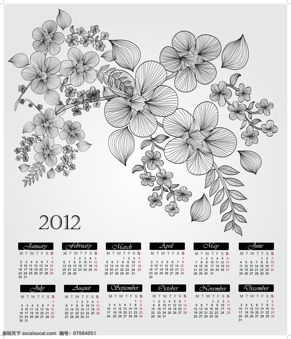 2012 年 日历 模板 年历 月历 台历 挂历模板 龙年 壬辰年 新年素材 日历台历 矢量素材 白色