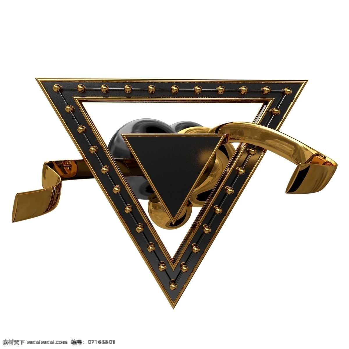 c4d 黑金 边框 装饰 金属 立体 背景 舞台 三角形 小球 黄金 黑色 金色 模型 源文件