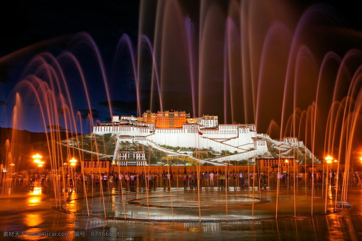 拉萨 布达拉宫广场 夜景 布达拉宫 喷泉 国内旅游 旅游摄影