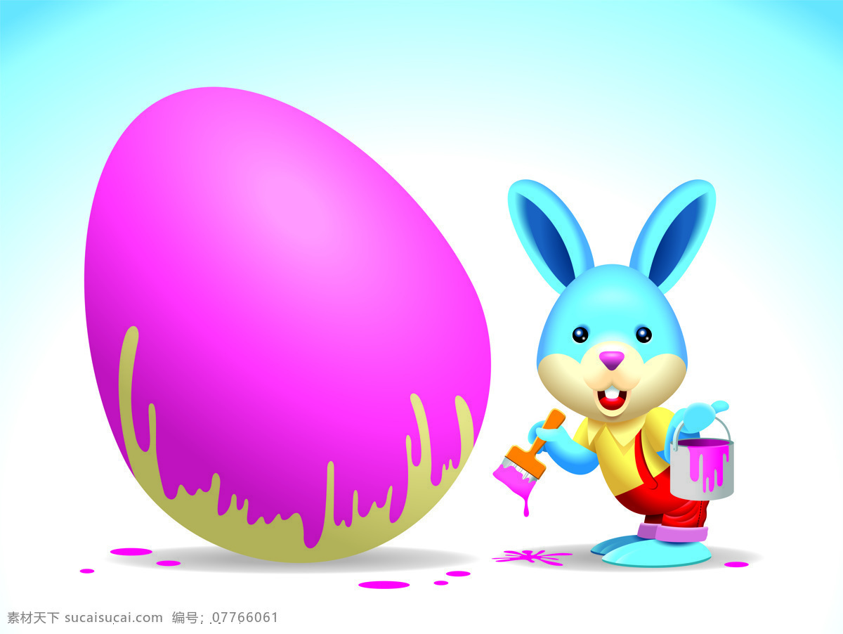 衣柜 移门 卡通 系列 兔子 油漆 蛋 上 颜色 粉红色 白色