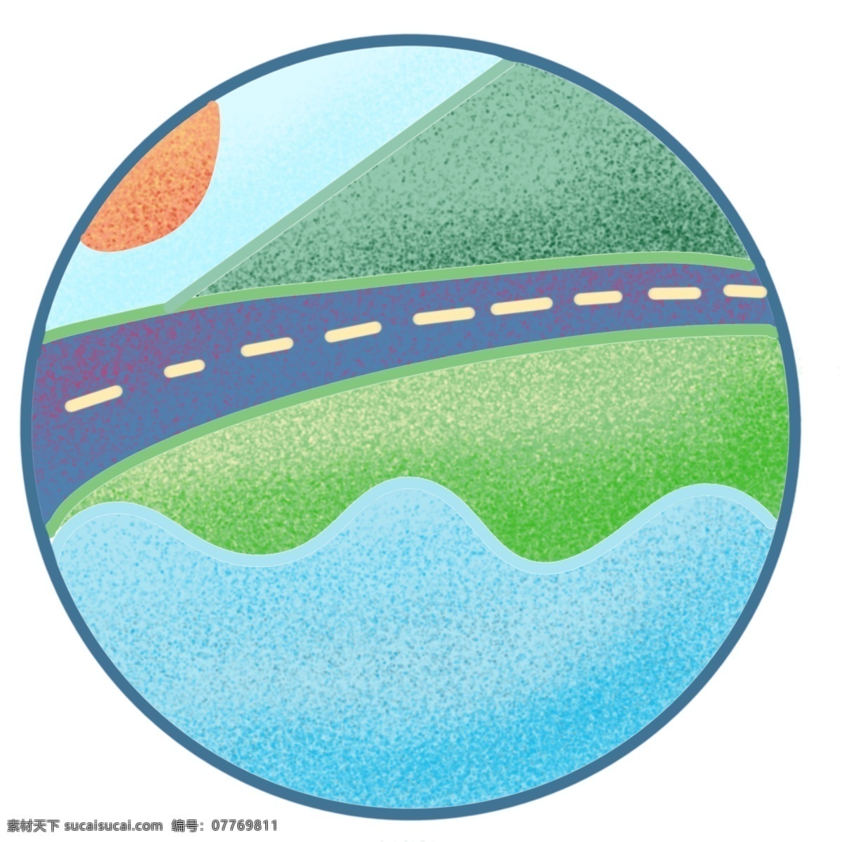 风景 公路 卡通 插画 风景的公路 卡通插画 公路插画 高速公路 道路插画 马路插画 好看的公路